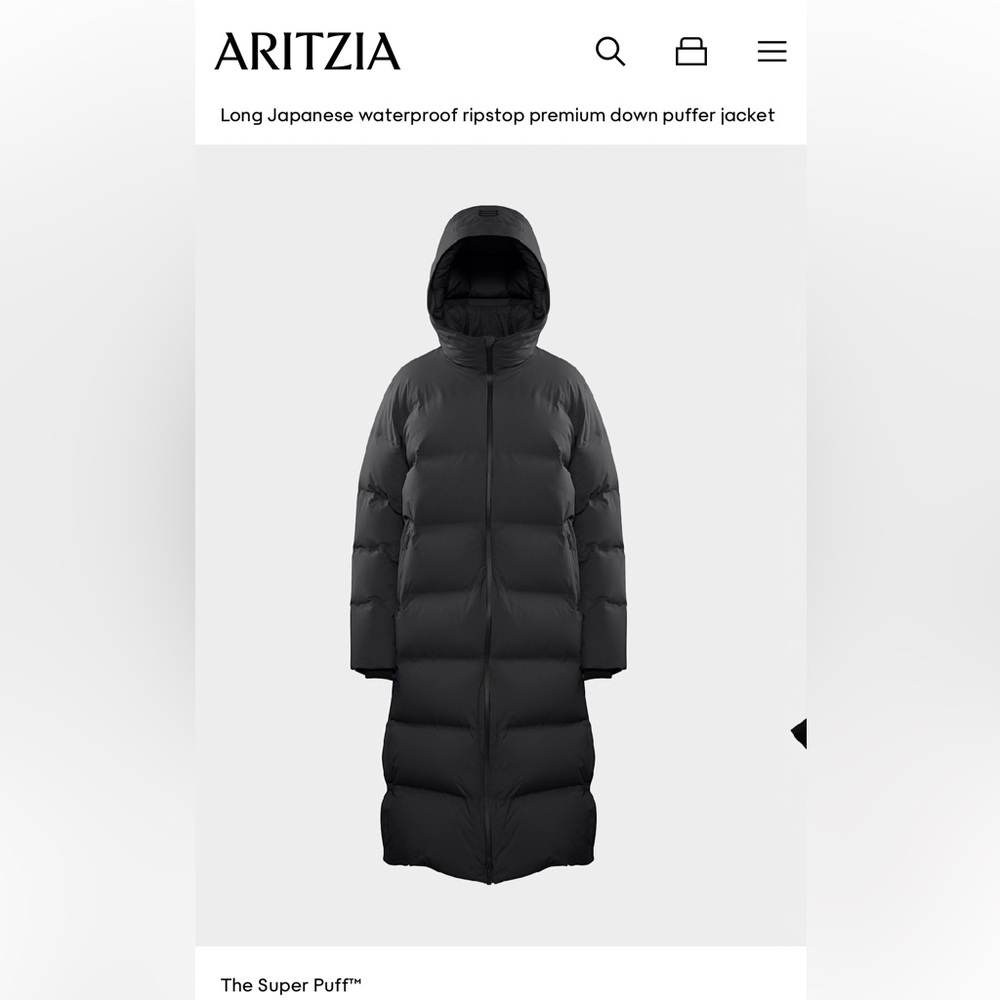 Like New! Aritzia SuperPuff Long H20 - XS, black